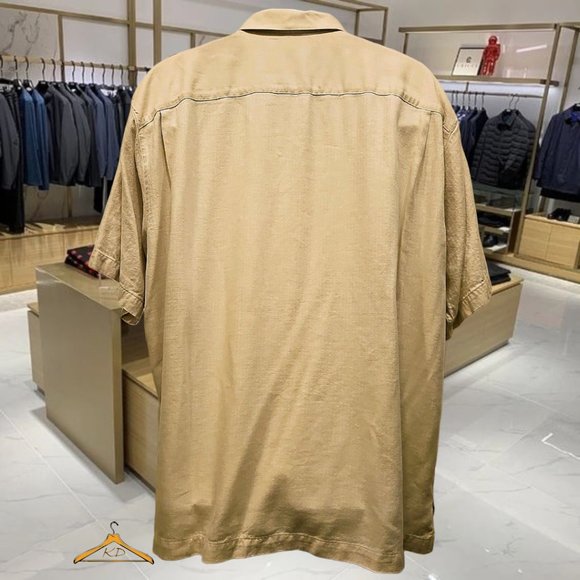 Daniel Cremieux Camp Shirt - XL, Linen/Tencel Blend, Tan-Beige Short Sleeves - Picture 7 of 8